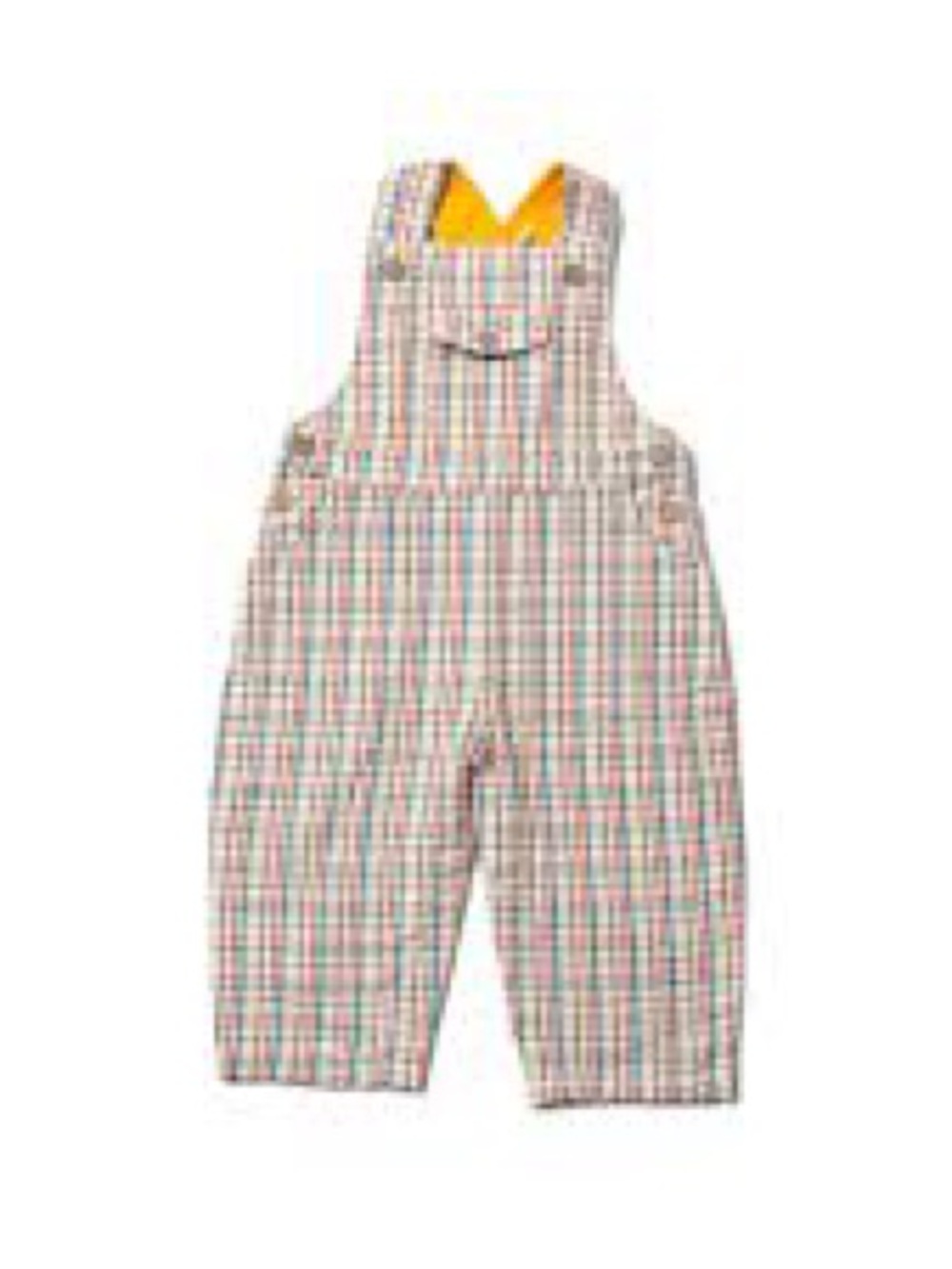 Little Green Radicals Checked Seersucker Pocket Dungaree Shorts - size 9-12 mos